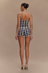 Marcie Knit Short - Navy Gingham